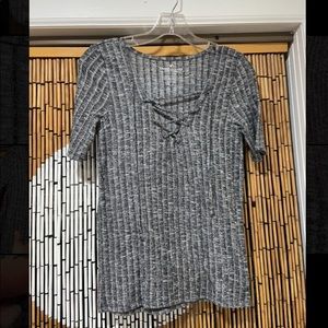 AE Soft & Sexy Grey Lace Up Shirt